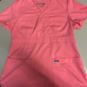 Pink Two Pocket Scrub Top